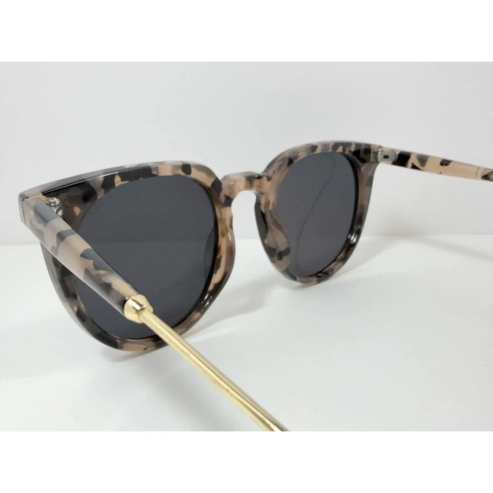 I-SEA Ella Polarized Round Cat Eye Sunglasses Light Tortoise Frame Gray Lenses